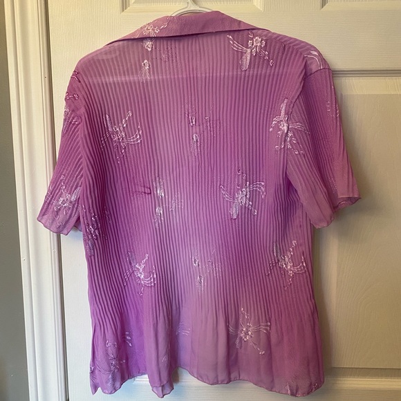 Y2K Vintage Purple Flowy Button Up Top - Picture 4 of 4